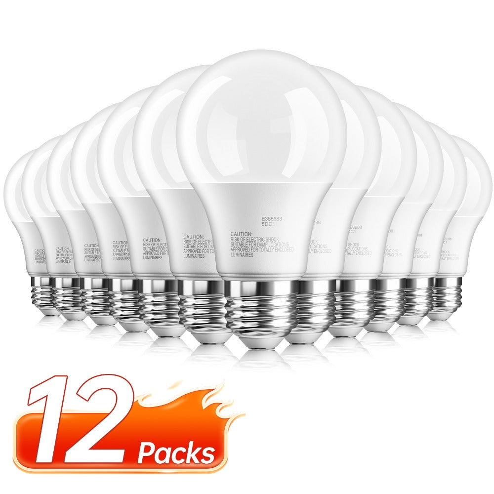 A19 LED Bulb 9W 800 Lumens 60W Equivalent 12 Pack ¨C E26 Base 80+ CRI Non-Dimmable Energy Efficient, Daylight 5000K Neutral 4000K Soft 3000K Warm White 2700K for Bedroom Office Study Home Lighting