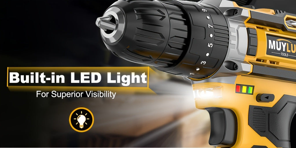 20V Cordless Drill Set Impact Power Drill 3/8 Inch Keyless Chuck 18+3 Clutch 45Nm Max Torque 2-Speed Work Light 2.0Ah Battery Fast Charger 136 148 PCS Kit