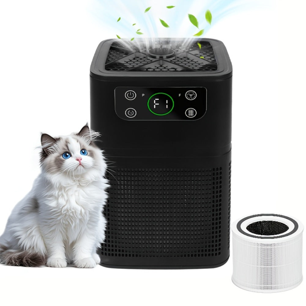 Small Air Purifier for Pets, Dust & Odor ¨C Aromatherapy Function, Ultra-Quiet Sleep Mode, Compact Air Cleaner for Bedroom, Office & Living Room, Pet Air Purifier with Low dB for Home Use, White & Black