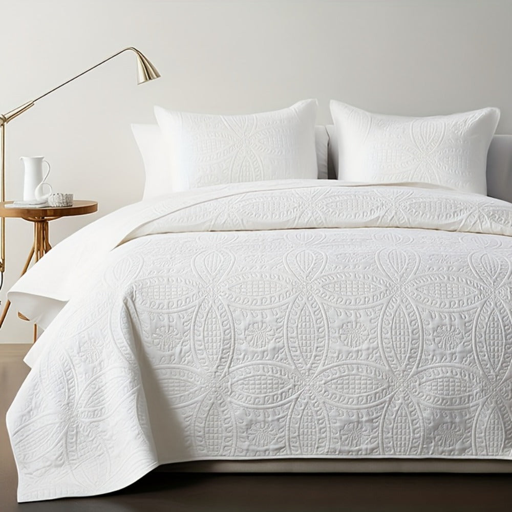 Quilt Set Bedspread with Pillowcases - Lightweight Microfiber Coverlet Twin Full Queen King, Soft Breathable Coin Pattern Comforter Set for Bedroom Dorm School