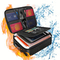 Fireproof Document Organizer Bag with Combination Lock Multi-Compartment Portable File Storage for Home Office Travel Cards Gadgets
