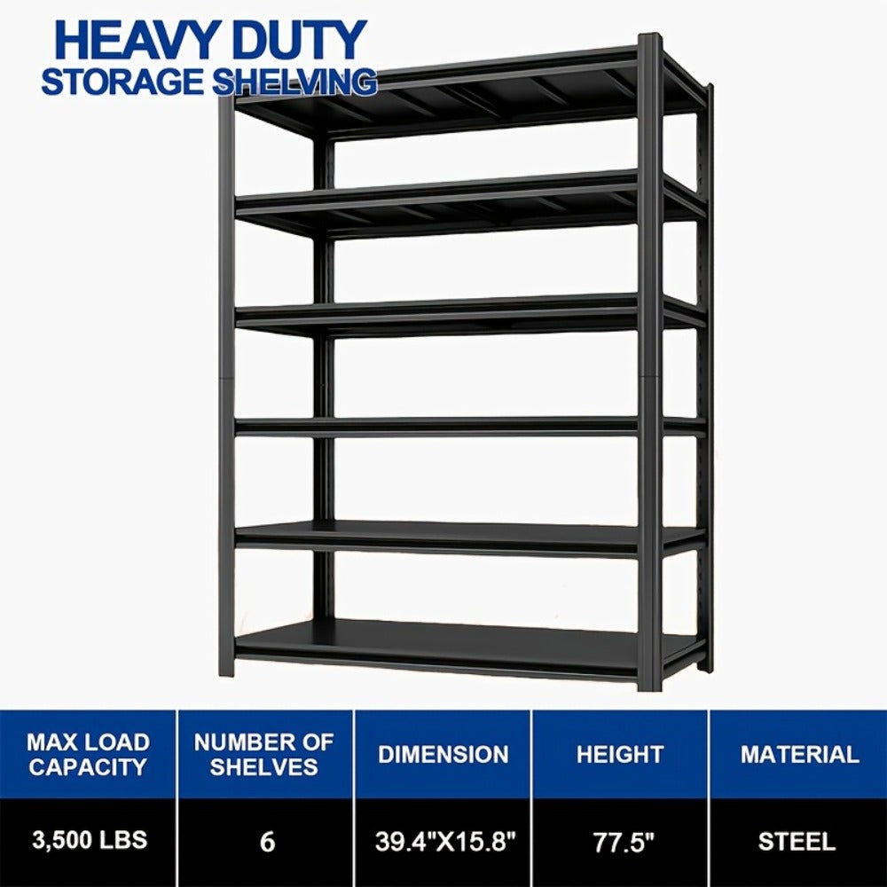 Heavy Duty Metal Shelving Unit 5-Tier - Powder-Coated Steel Storage Rack, 2500 LBS Capacity, Adjustable Height, No-Tool Assembly, for Garage, Basement & Warehouse Organization