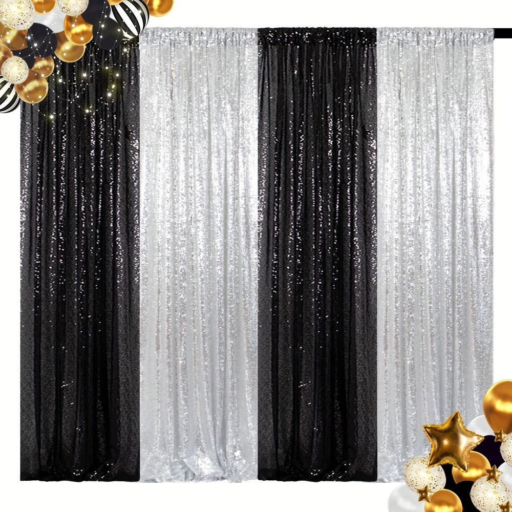 Sequin Backdrop Curtain 4 Panels 2FTx8FT ¨C Shimmer Glitter Background for Wedding Party Photo Booth Decoration