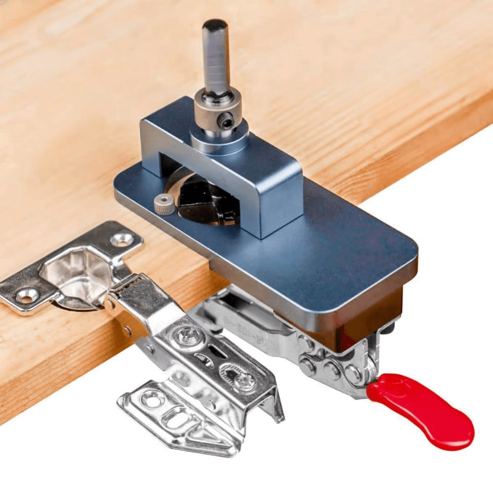 35mm Hinge Drilling Jig Kit Aluminum Alloy Cabinet Door Hinge Hole Opener Template Puncher Locator for Woodworking Door Cabinet Wardrobe Hinge Installation 15-25mm Boards