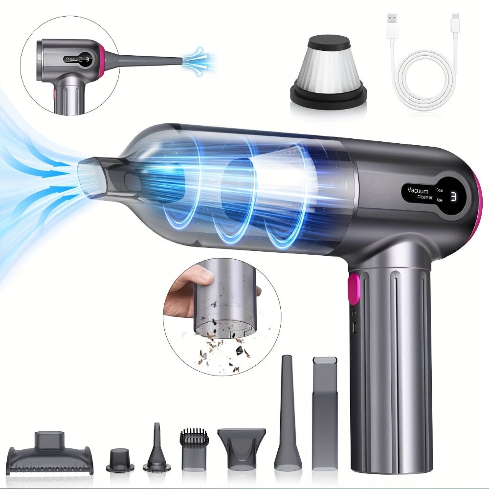 Cordless Handheld Car Vacuum Cleaner 15000PA - Rechargeable Portable Mini Vacuum with Brushless Motor, HEPA Filter, Air Blower & Pump Function, Small Hand Held Vacuum for Car Interior, Home & Pet Hair