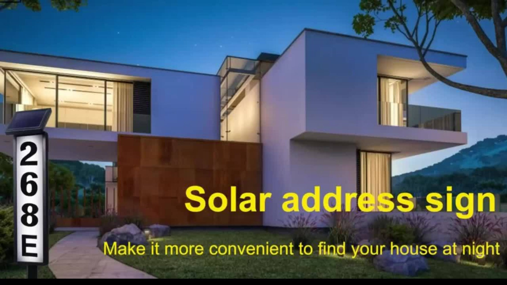 Solar Column Sign Light LED Address Sign Light Outdoor - Automatic Dusk to Dawn Solar Powered Post Light for Home Driveway Gate Lawn Floor Yard, No Wiring Waterproof Commercial Address Identification Light