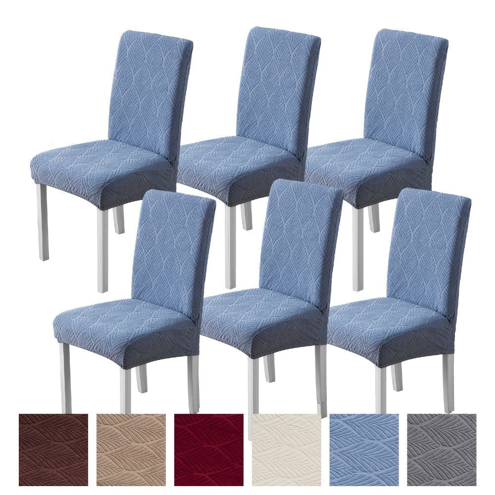 Dining Chair Covers 6pcs Waterproof - Stretch Polyester Spandex Elastic Slipcovers with Little Leaf Pattern, Machine Washable Pet-Friendly Chair Protectors for Home Restaurant