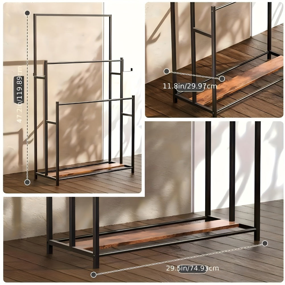 Towel Rack Freestanding 47 Inch Tall 3-Tier Floor Standing Towel Holder for Bathroom Bedroom Pool Outdoor - Oversized Bath Towel Drying Stand for Blankets Quilts Beach Towels Hot Tub Gym