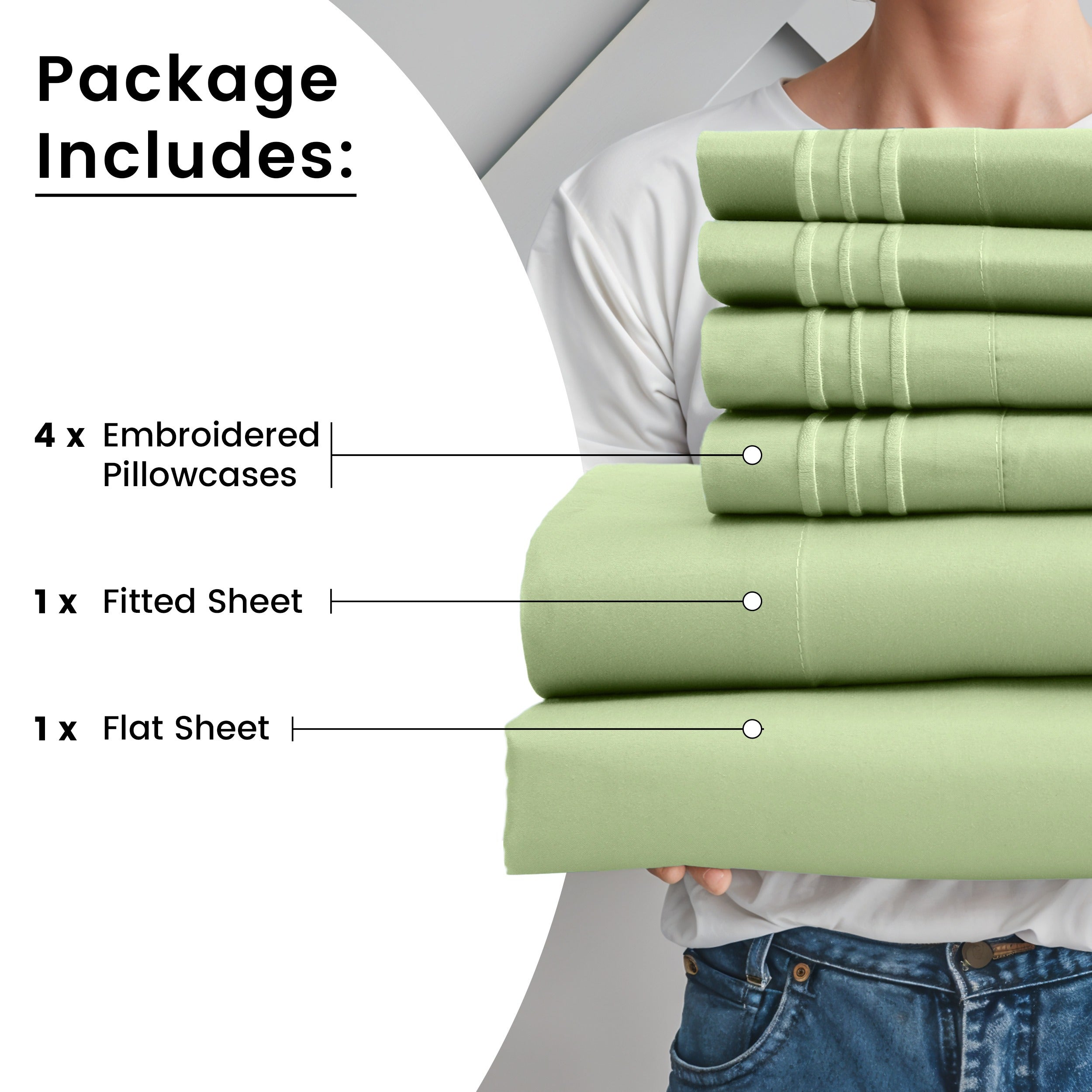 Fitted Sheet Set 6-Piece Brushed Polyester Deep Pocket Bed Sheets 20 Colors Hotel Luxury Soft Bedding with Embroidered Pillowcases