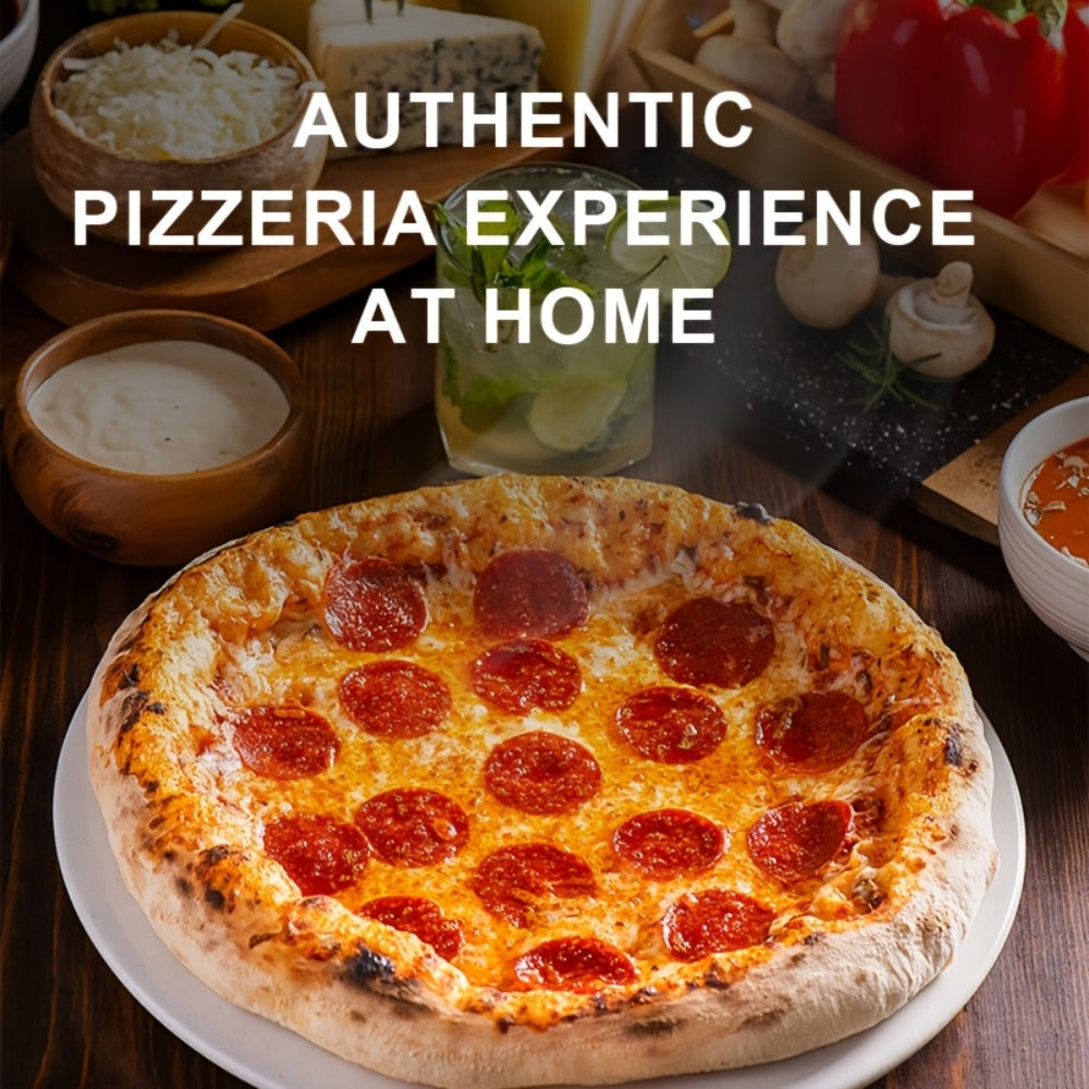 Indoor Pizza Oven 12 Inch Countertop Electric Pizza Maker 1200W ¨C Reaches 800¡ãF in Minutes, Dual Knob Control, Ceramic Stone, Transparent Window, Anti-Scald Handles for Home Kitchen