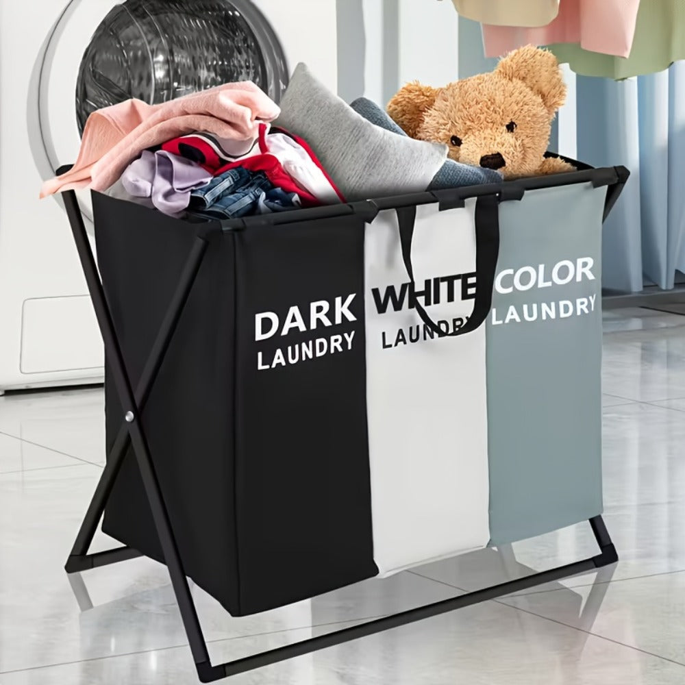 Rectangular Laundry Hamper Basket with Handles ¨C Large Multi-Component Clothes Storage Organizer for Home, College Dorm, Bathroom & Bedroom ¨C Stylish Functional Laundry Basket