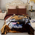Reversible Plush Blanket 2-Ply 520GSM Milk Velvet - Soft Warm Queen King Size Blanket with Vibrant Animal & Floral Designs, All-Season Bed Couch Throw