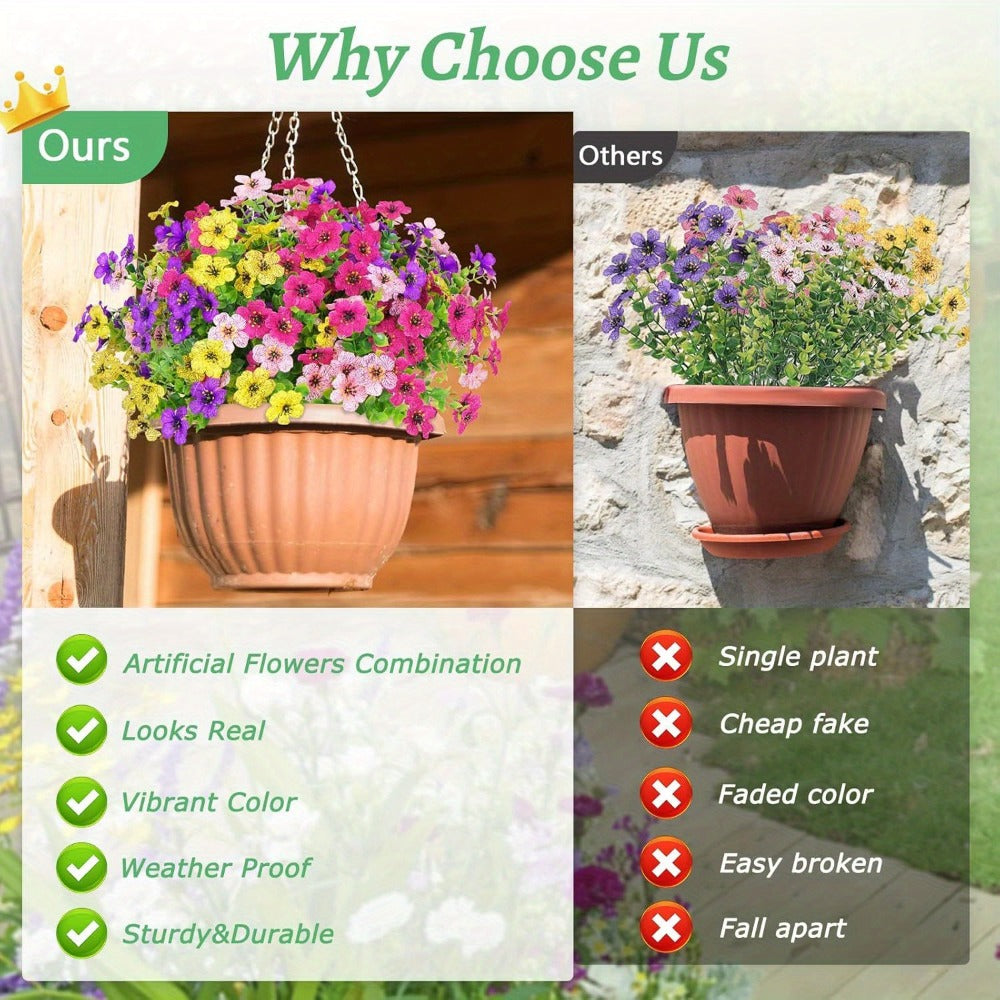 Artificial Daisy Flowers Outdoor UV Resistant Faux Flowers Bundles for Garden Porch Patio Spring Summer Decoration Realistic Colorful Fake Flower Arrangements