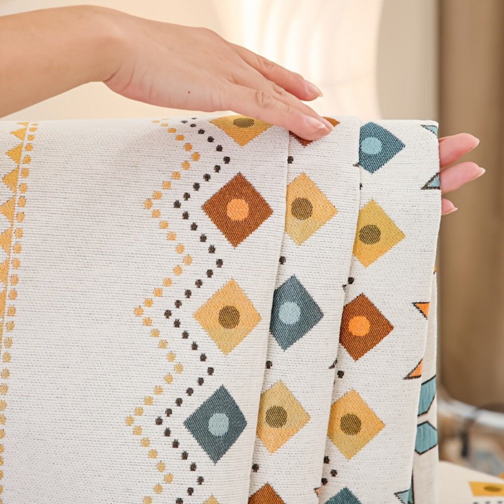 Chenille Sofa Cover Bohemian Style Jacquard Knit Anti-Slip Pet Friendly All Season Sofa Mat Protector - Single 2 3 4 Seater Armrest Backrest Pillow Case Grey White Yellow