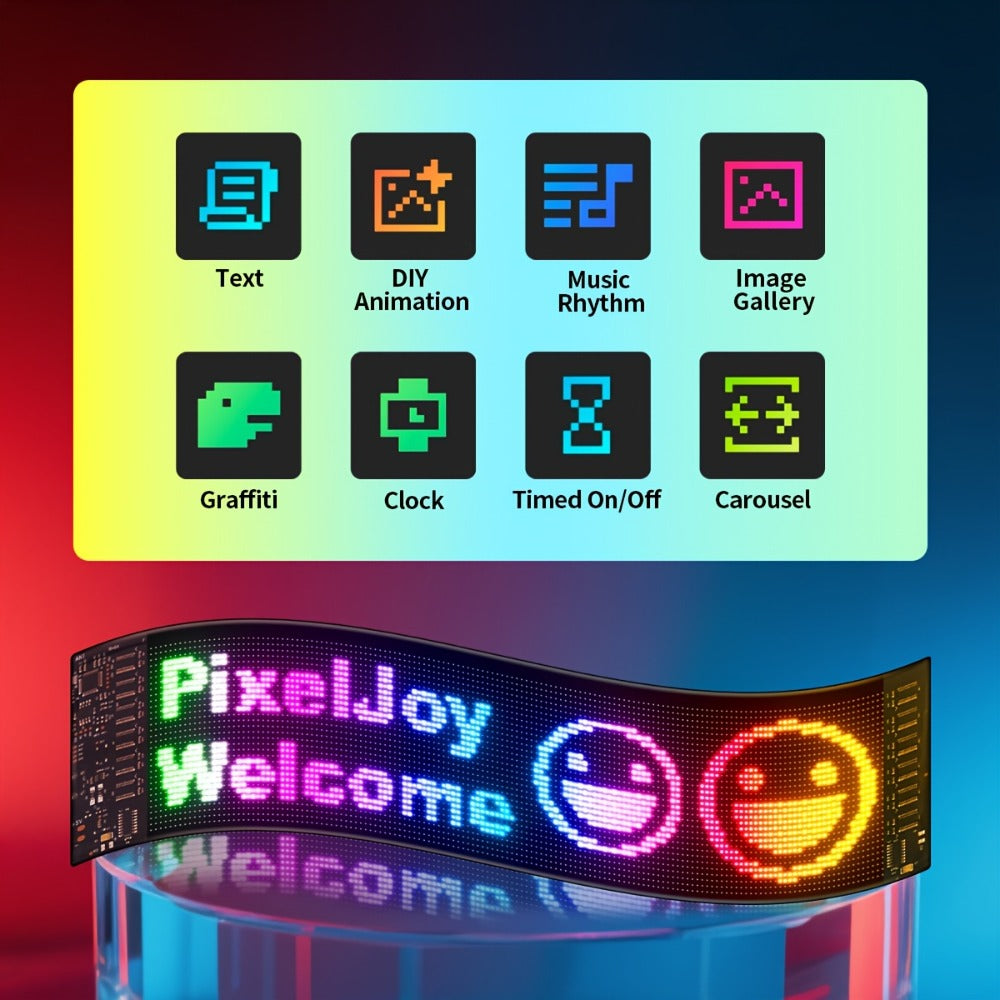 LED Scrolling Display Board with Bluetooth App Control, USB Powered Programmable RGB Matrix Panel for Text, Patterns & Animations, Indoor Sign for Shop, Bar, Hotel, Gas Station, Restaurant, Movie Screen