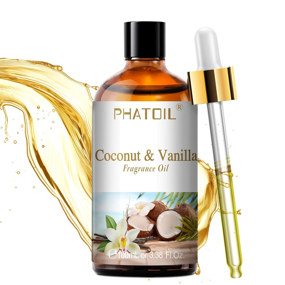 Fragrance Oil for Diffuser - PHATOIL 100ml Coconut & Vanilla Scented Oil for Humidifier, Candle Making, Soap, Aromatherapy, Reed Diffuser, Home & Office Air Freshener, Long Lasting Scent