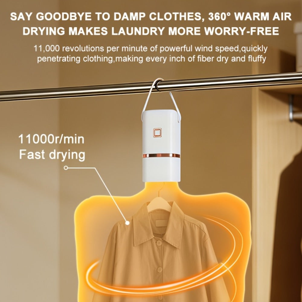 Foldable Portable Electric Clothes Dryer Compact Lightweight Travel Drying Machine for Apartments Dorms RVs Hotels Quick Dry Clothes White Gold Frame