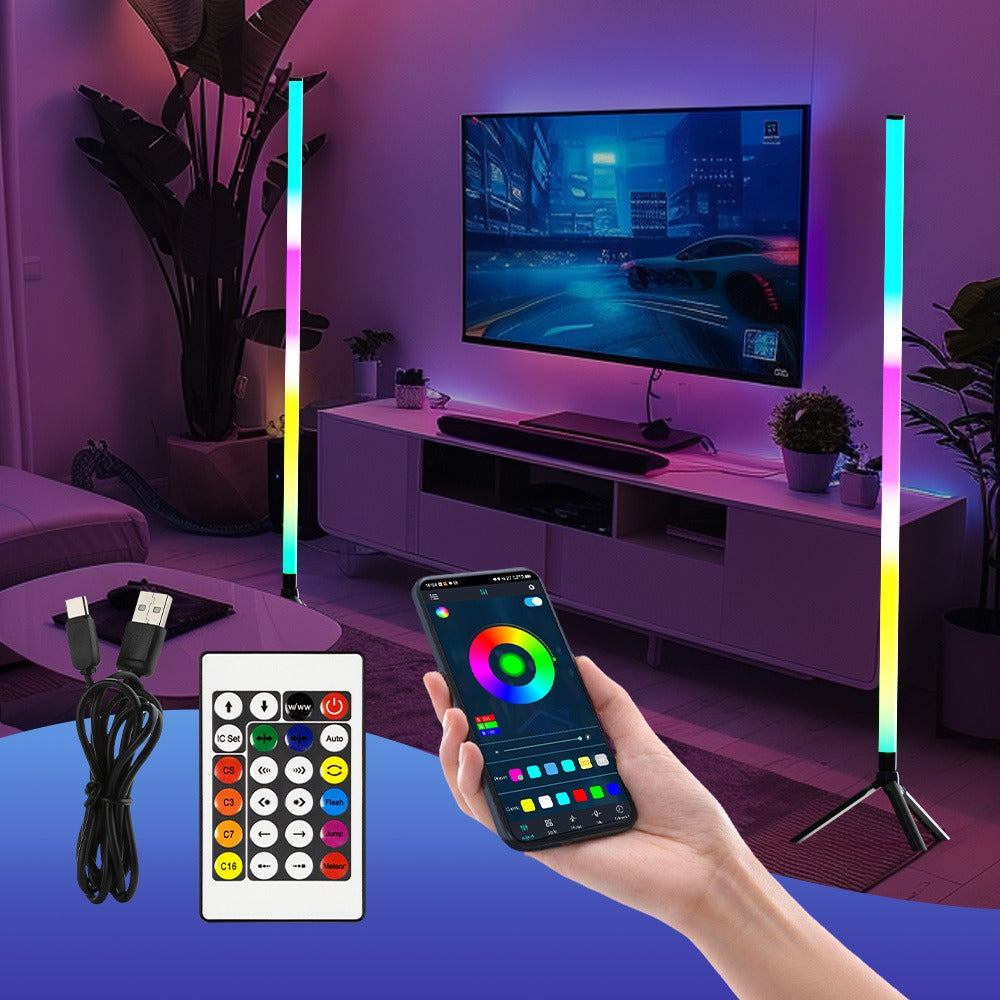 RGB Tube Light with Stand ¨C Smart App & Remote Control, Music Sync Color Changing, Timing, USB Powered for DJ Lighting, Photography, Dance Club, Game Room & Festival (1 or 2 Pack)