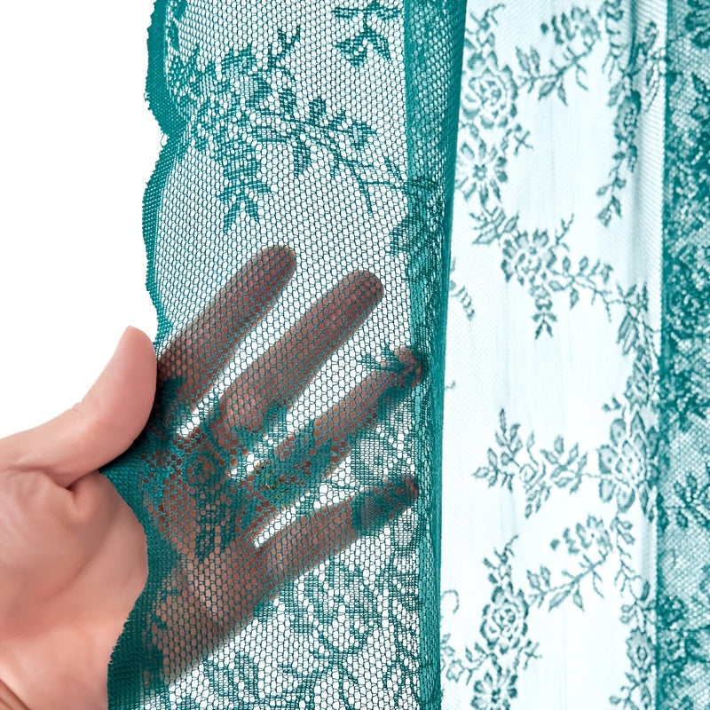 Sheer Lace Curtains 2 Panels Bohemian Floral Semi-Transparent Rod Pocket Window Curtains for Living Room Bedroom All Seasons