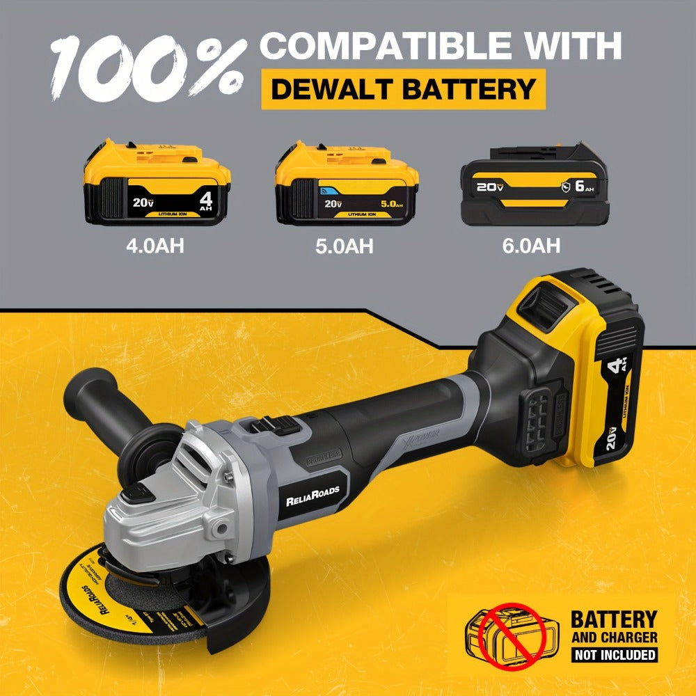 Brushless Angle Grinder for Dewalt 20V Battery - 4-1/2 Inch 9000 RPM with Grinding Wheels, Soft Start & Safety Brake for Grinding, Polishing & Carving