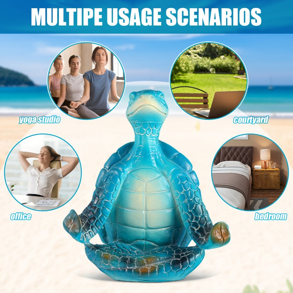 Zen Sea Turtle Statue 4-Pack | Meditating Yoga Turtle Figurines, Coastal Beach Home Decor, Bathroom Garden Ocean Theme, Indoor Outdoor Decorative Sculpture Set