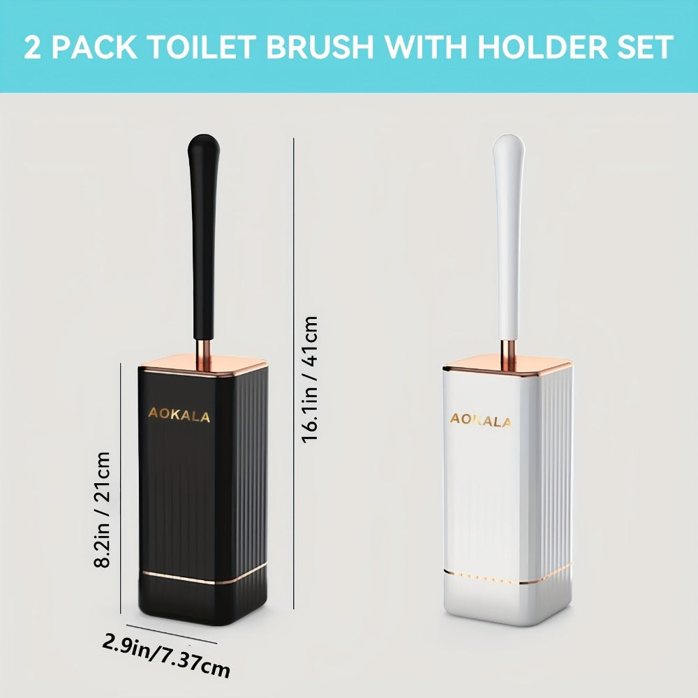 Toilet Brush and Holder Set Ergonomic - Odor Resistant Easy Clean Deep Scrub Bathroom Toilet Brush with Caddy Stand Hygienic Storage | Black | Bathroom Essentials Home Cleaning Accessories Gift