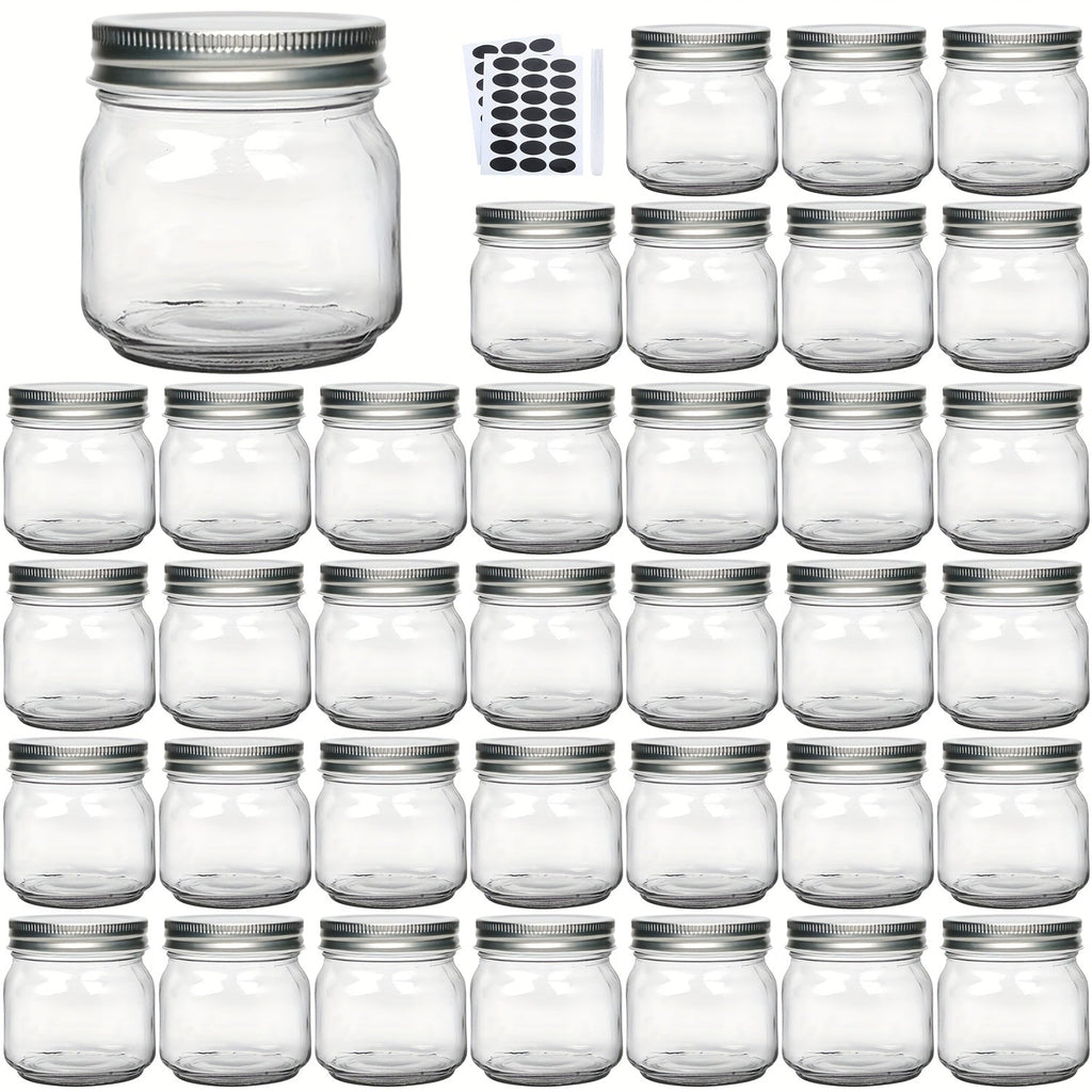 Mason Jars 8oz Glass Jars with Lids ¨C 9/18/27/36 Pack Regular Mouth Canning Jars for Storage, Spices, Jelly, Jam, Honey & Caviar | Dishwasher Safe Spiral Lid Kitchen Storage Containers Set