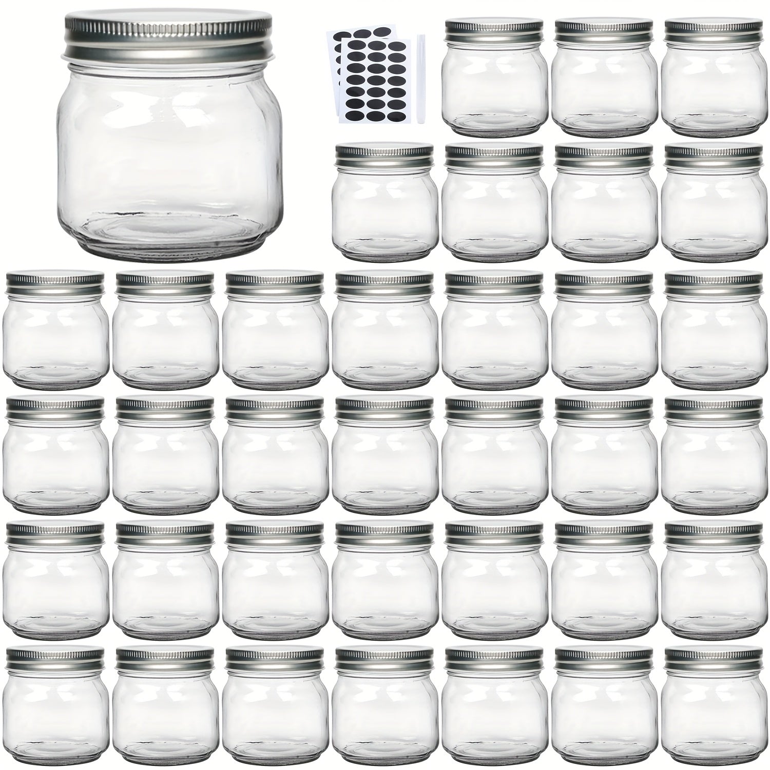 Mason Jars 8oz Glass Jars with Lids ¨C 9/18/27/36 Pack Regular Mouth Canning Jars for Storage, Spices, Jelly, Jam, Honey & Caviar | Dishwasher Safe Spiral Lid Kitchen Storage Containers Set