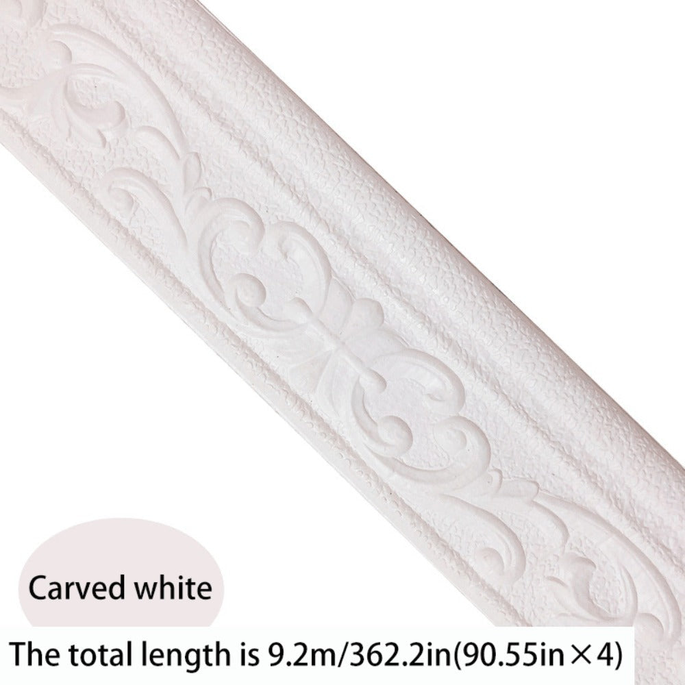 3D Self-Adhesive Foam Baseboard Wall Trim Sticker Waterproof Peel and Stick Carved Wallpaper Border Skirting for Home Decor White Silver Gray Copper Gold 4 8 12 Rolls