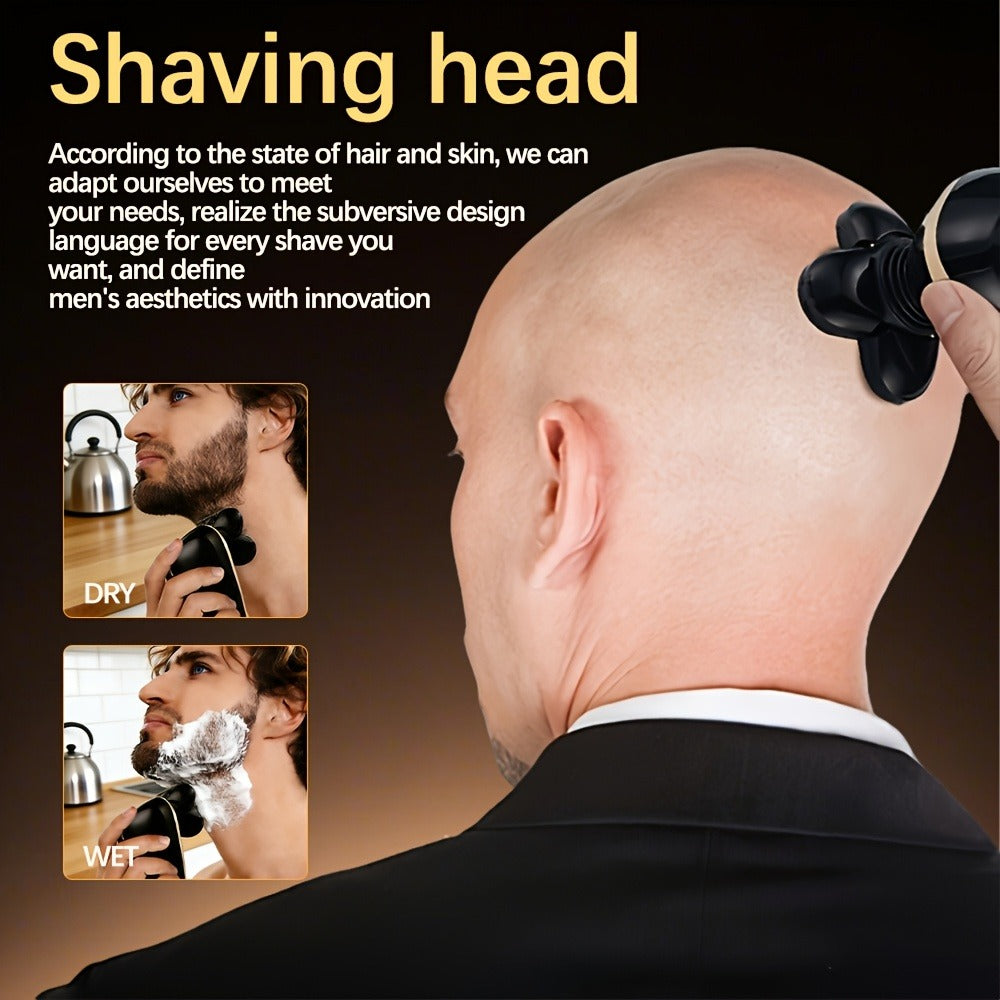 Bald Head Shaver for Men - Rechargeable Electric Razor for Bald Head & Beard Grooming, Multi-Functional Sensitive Skin Shaving Tool, Portable Professional Electric Shaver for Home & Travel Use