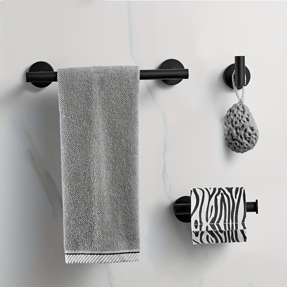 5-Piece Bathroom Hardware Set SUS304 Stainless Steel 24¡± Towel Bar Towel Ring Toilet Paper Holder Robe Hooks Black Silver Gold