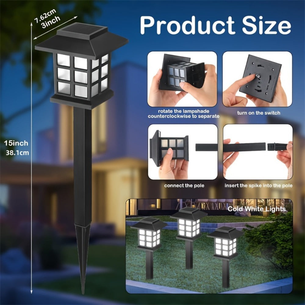 Solar Garden Lights Outdoor Waterproof Landscape Pathway Lights Solar Powered LED Stake Lights for Yard Patio Walkway Holiday Decor Warm White Colorful