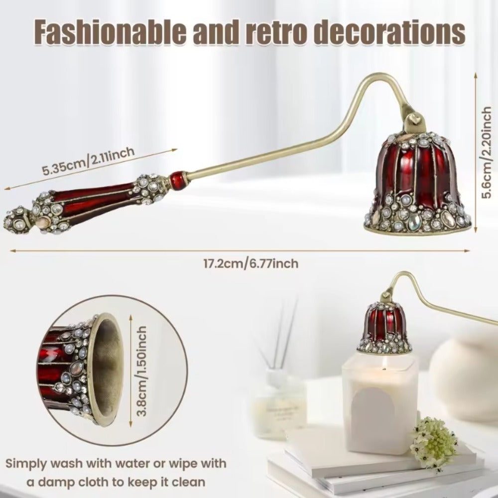 Candle Snuffer Long Handle - Elegant Metal Wick Flame Extinguisher Bell Candle Accessory for Home Decor, Candle Lovers, Spa & Aromatherapy Gift, Available in White & Red