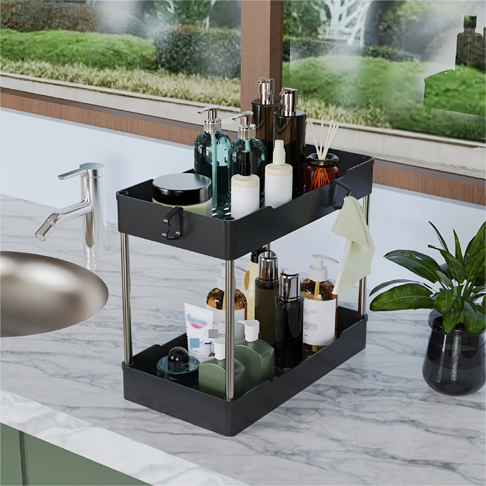 Under Sink Organizer 3-Pack 2-Tier Storage Rack ¨C Bathroom Cabinet Organizer for Toiletries Cleaning Supplies Kitchen Spices