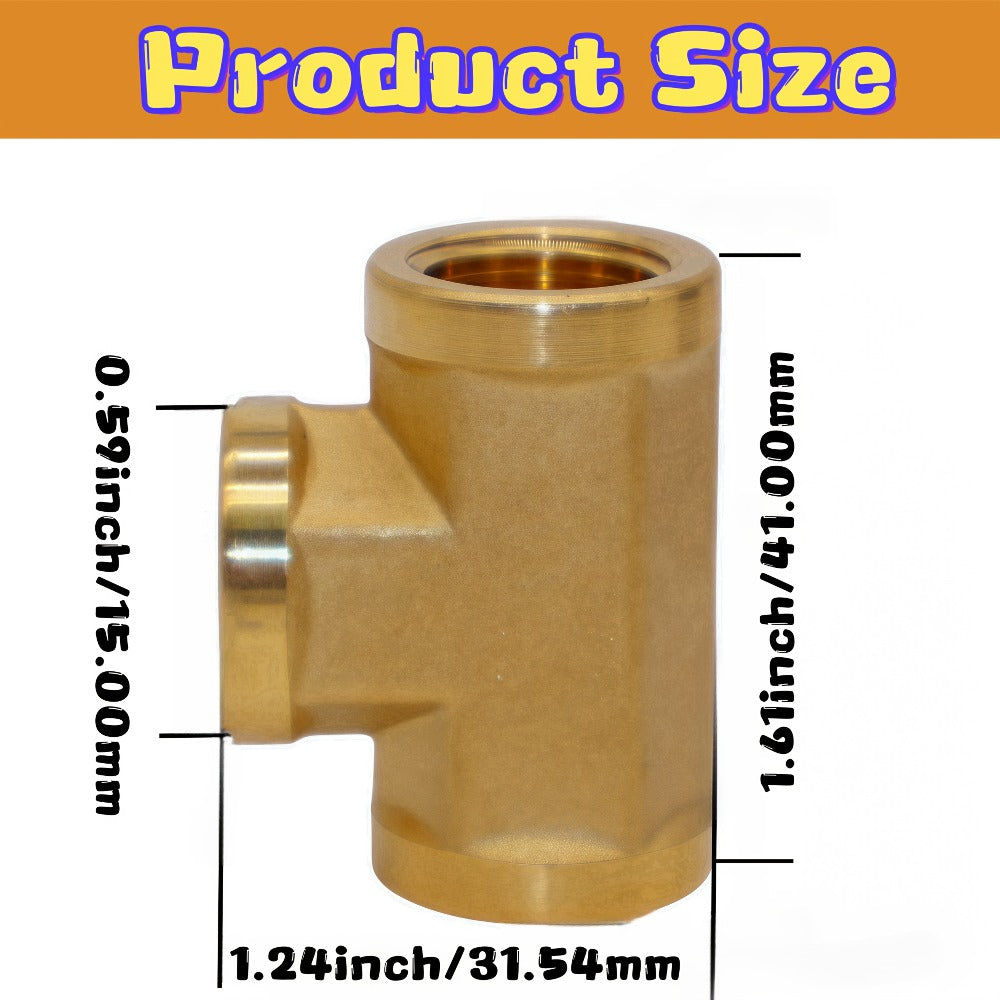 Brass Forged Pipe Tee Fittings NPT Female Threaded - 3-Way T-Shape Connector Couplings, Durable Metal Pipe Intersection Adapter for 1/8¡± 1/4¡± 3/8¡± 1/2¡± Pipes, Plumbing HVAC Gas Water Applications