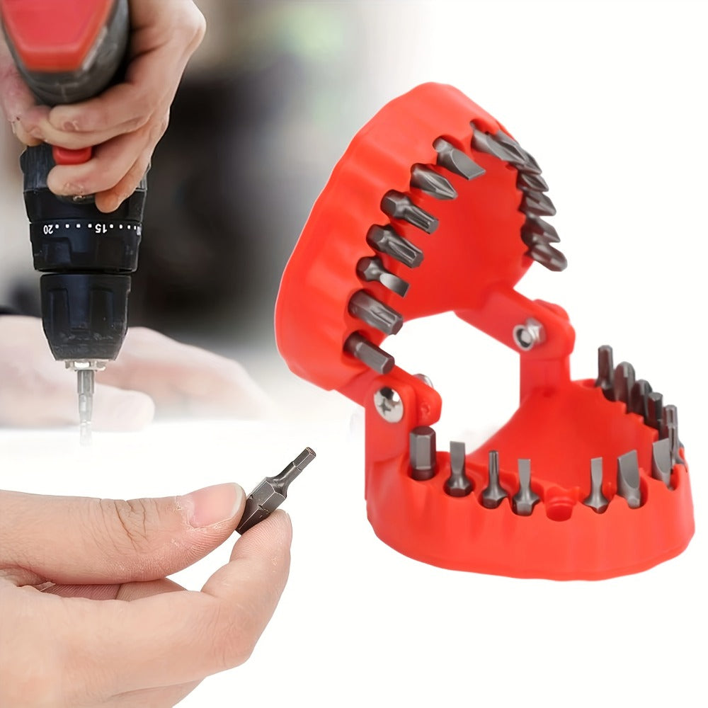 Drill Bit Holder with Base & 28-Piece 1/4¡± Hex Drill Bits ¨C 2-in-1 Desktop Screwdriver & Desk Organizer Gadget, Unique Tool Gift for DIY Enthusiasts & Home Workshop