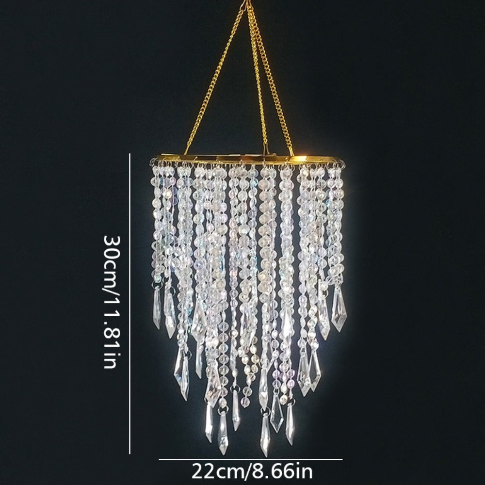 Crystal Beaded Chandelier Lampshade Acrylic Sparkling Droplets Elegant Ceiling Light Fixture Cover for Wedding Party Home Decor Multiple Sizes Branch Style Beadwork Pendant Shade