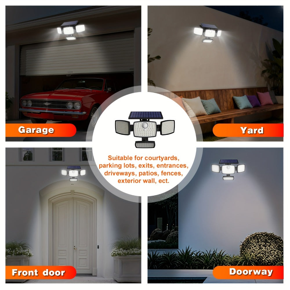 Solar Outdoor Motion Sensor Light 4-Head 3000LM ¨C 270¡ã Wide Angle, 3 Modes, IP65 Waterproof, Remote Control, Solar Flood Light for Garden Backyard Garage Wall Yard, 1/2/4 Pack