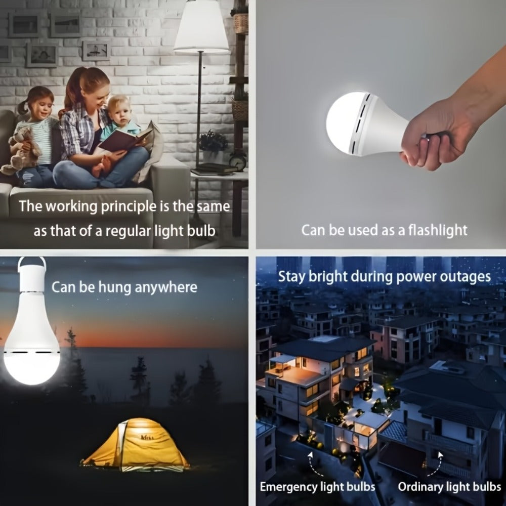 Rechargeable Emergency LED Bulb IP54 Waterproof 2000mAh 60W Equivalent 6000K with Hook ¨C E27 E26 Universal Base Wireless Portable Auto-On for Home Office Camping Outdoor Power Outage, 4 8 10 12 Pack