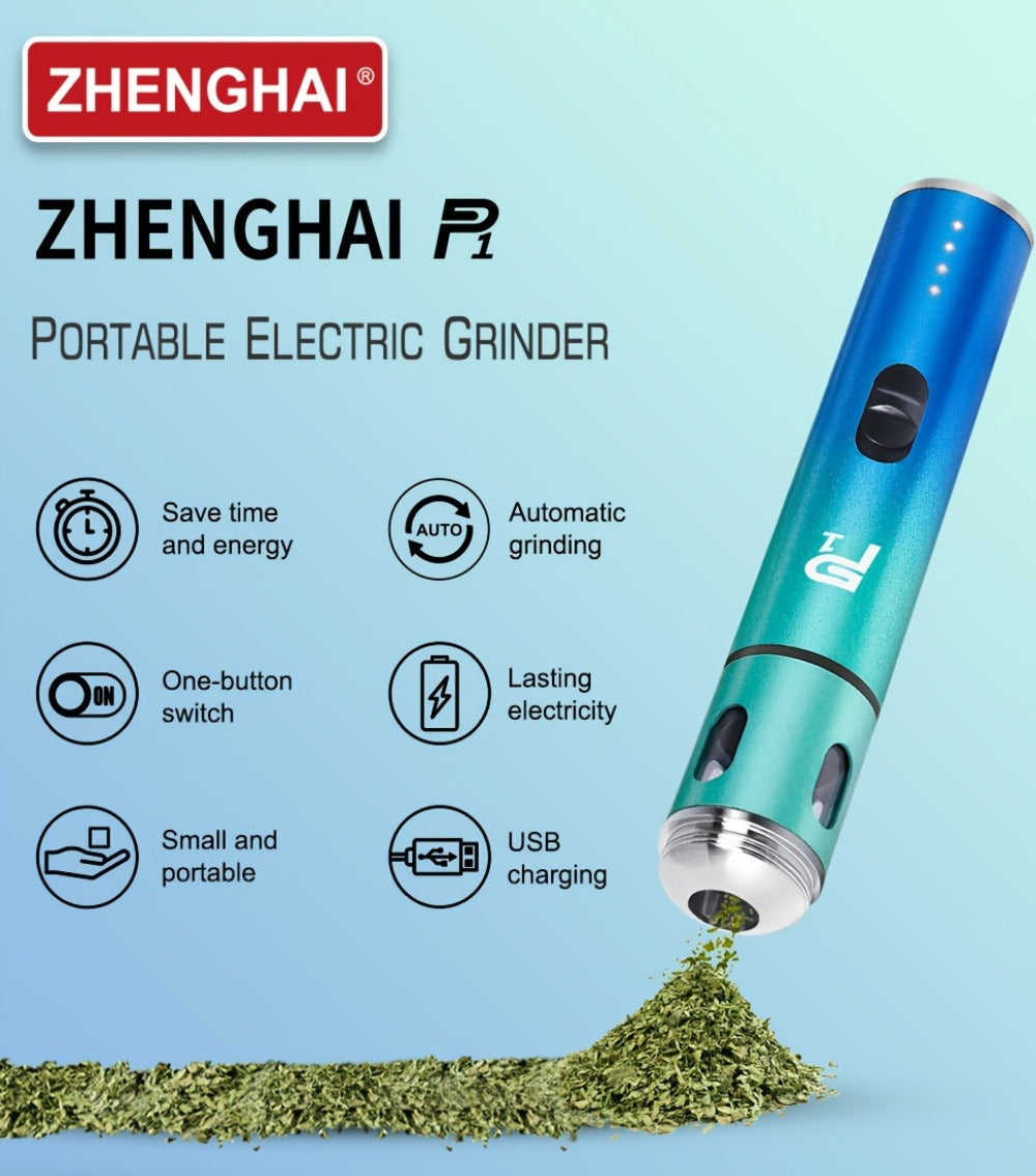 Electric Herb Grinder USB Rechargeable ¨C Portable Spice Mill with One-Button Operation, Travel Bag, Funnel & Cleaning Brush | 4 Colors Available
