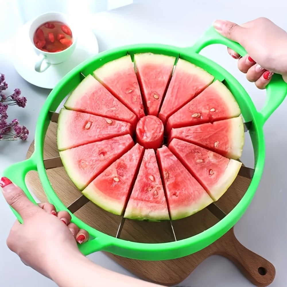 Stainless Steel Watermelon Cutter Slicer - One-Motion Core & Slice Tool, Reusable Fruit Separator for Kitchen
