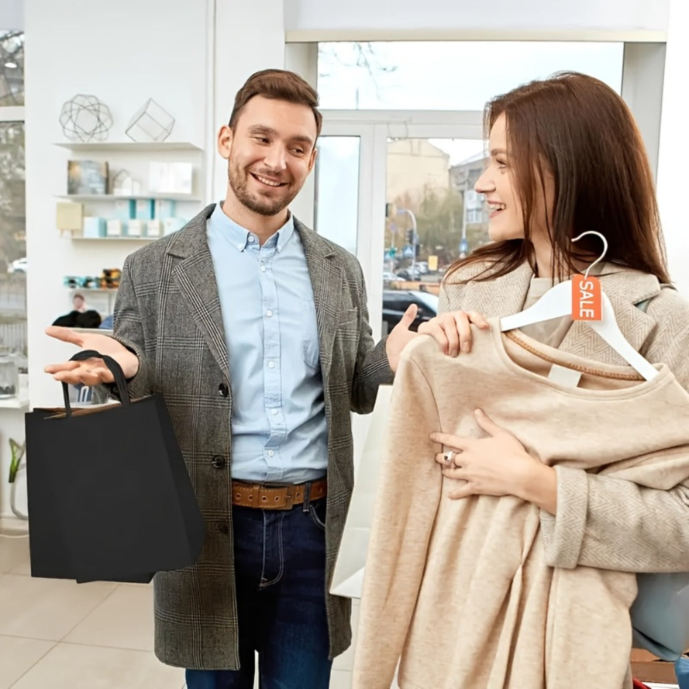 Paper Bags with Handles Bulk - Kraft Paper Gift Bags 25/75/100/300 Pcs, Black White Brown Reusable Shopping Bags for Small Business Retail, Birthday Party, Graduation, Easter Gift Wrapping Packaging