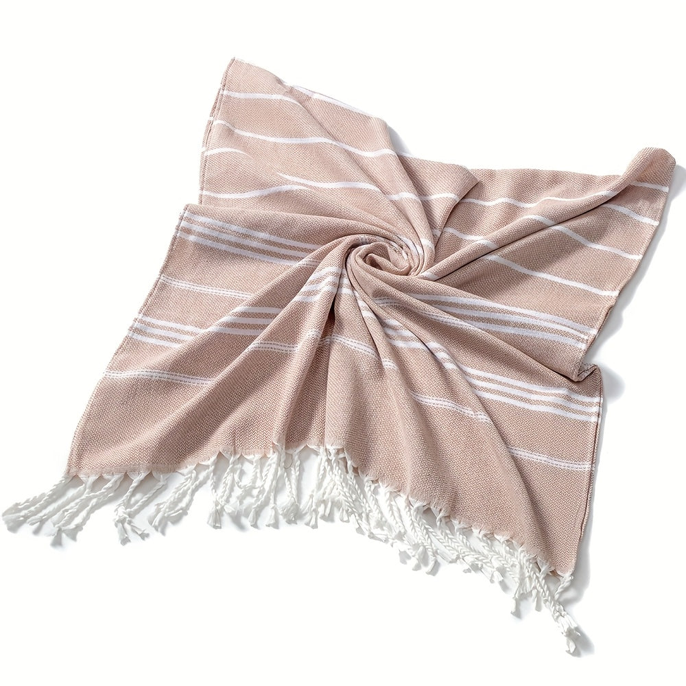 Turkish Striped Beach Towel Oversized 90x180cm 35.5x71in - Quick Dry Lightweight Sand Resistant Shrink Resistant | 10 Colors Blue Grey Orange Red Rose Brown Black Green Royal Blue Cyan | Pool Travel Gym