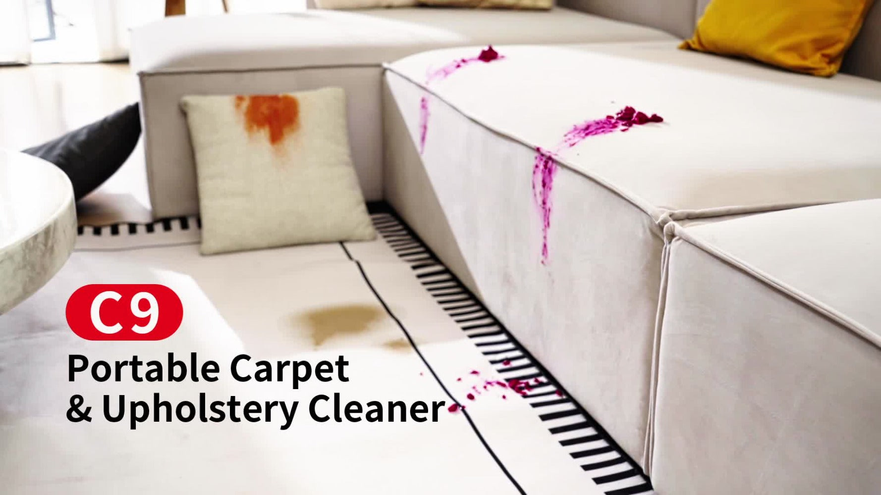Portable Carpet Cleaner Deep Cleaning Machine with Dual Brushes Powerful Spray for Upholstery Stairs Car Seats Tough Stain Removal