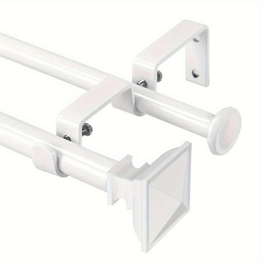 Double Curtain Rod Set with Square Urn Finials Adjustable Double Drapery Rod 5 Finishes 2 Sizes Window Curtain Hardware Easy Install