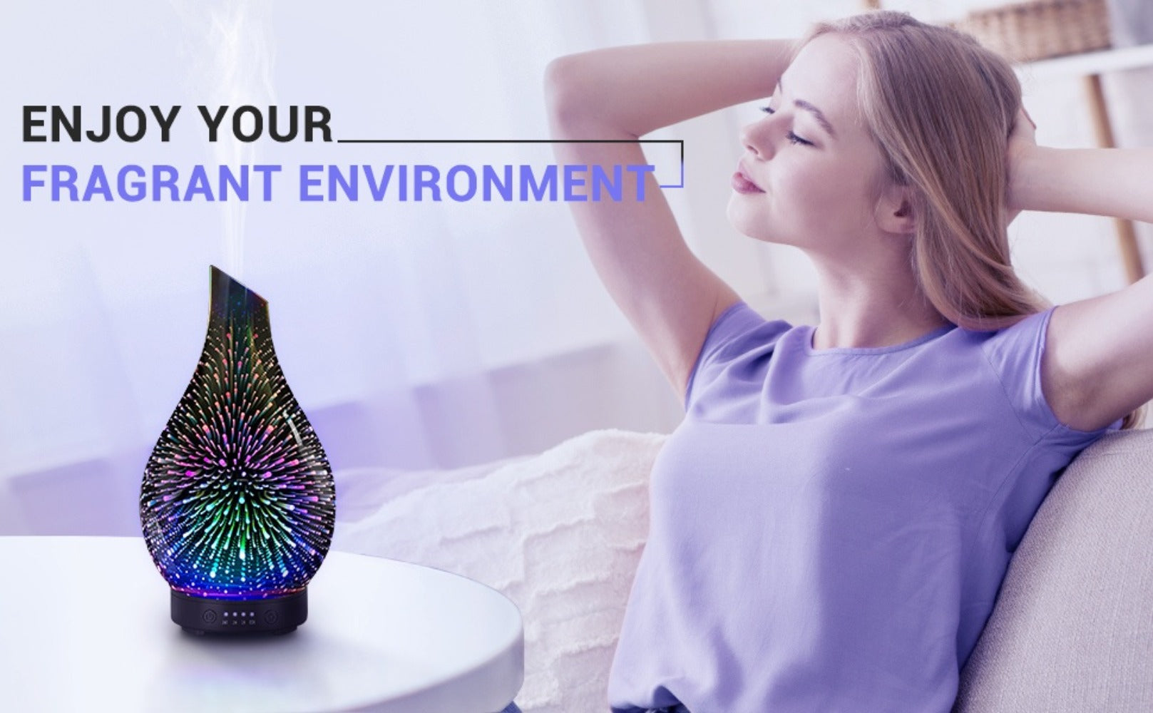 Essential Oil Diffuser Glass Ultrasonic Cool Mist Aromatherapy Diffuser ¨C 4.06 oz Quiet Waterless Auto Shut-Off, 4 Timer Settings, 7 Color Night Light, Home Office Bedroom Use (Silver)