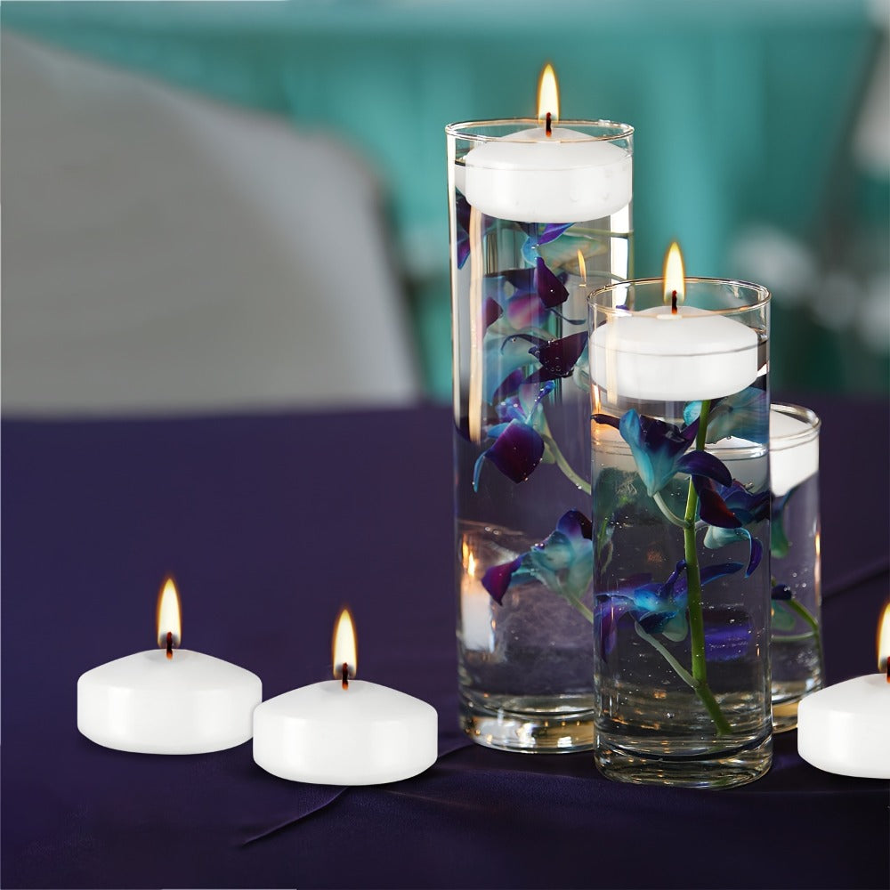 Floating Candles 2 Inch ¨C 50 Pack White Paraffin Wax Candles for Wedding, Birthday, Valentine's Day, Halloween & Christmas Table Centerpiece Decor