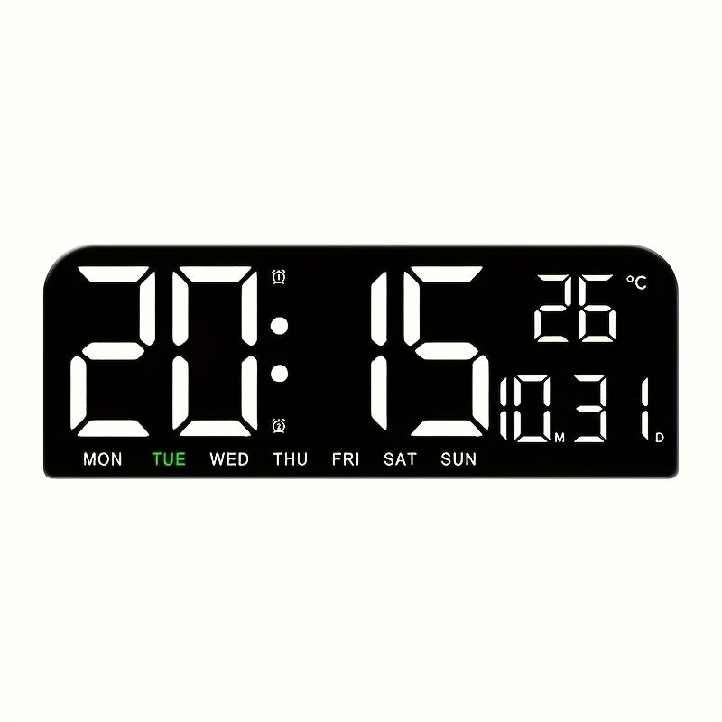LED Alarm Clock Large Screen - Digital Clock with Temperature Humidity Week Display, Bedroom Living Room Office Desk Clock