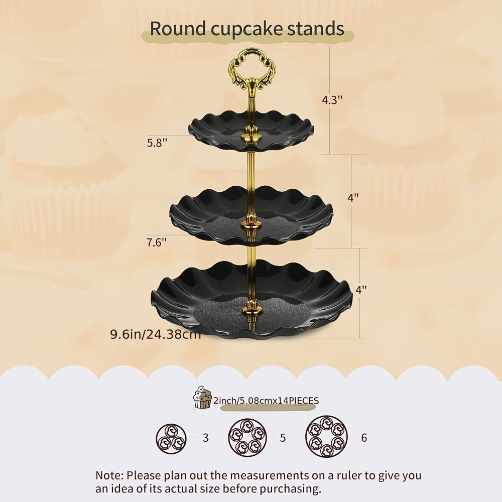 Cake Stand Set 10-Piece Black Tiered Cupcake Stands with Appetizer Trays for Birthday Baby Shower Bridal Shower Wedding Party Dessert Display