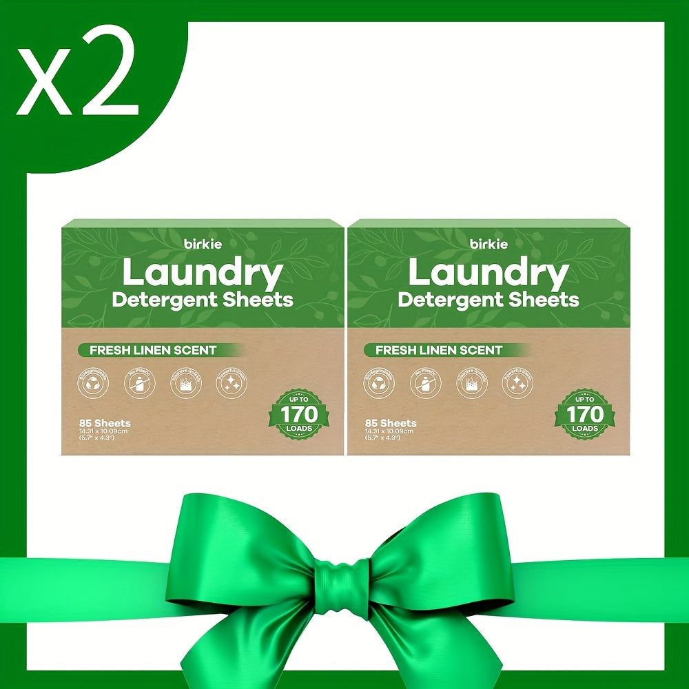 Laundry Detergent Sheets 85 Sheets 170 Loads ¨C Liquid-Free Eco Laundry Strips, No Plastic Jug, Fresh Linen Scent, HE & Standard Washer Compatible